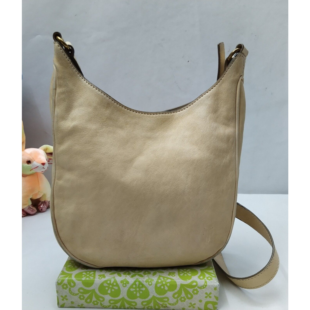 Frye Light Tan Leather Zipper Closure Small Crossbody Bag